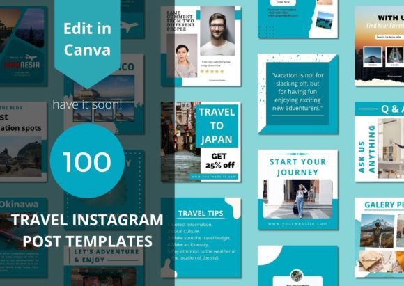 Elevate Your Travel Brand with 100 Canva Templates