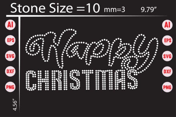 Happy Christmas Rhinestone Templates: Design Assets